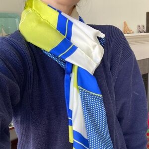 Vibrant Blue and Yellow Silk Scarf